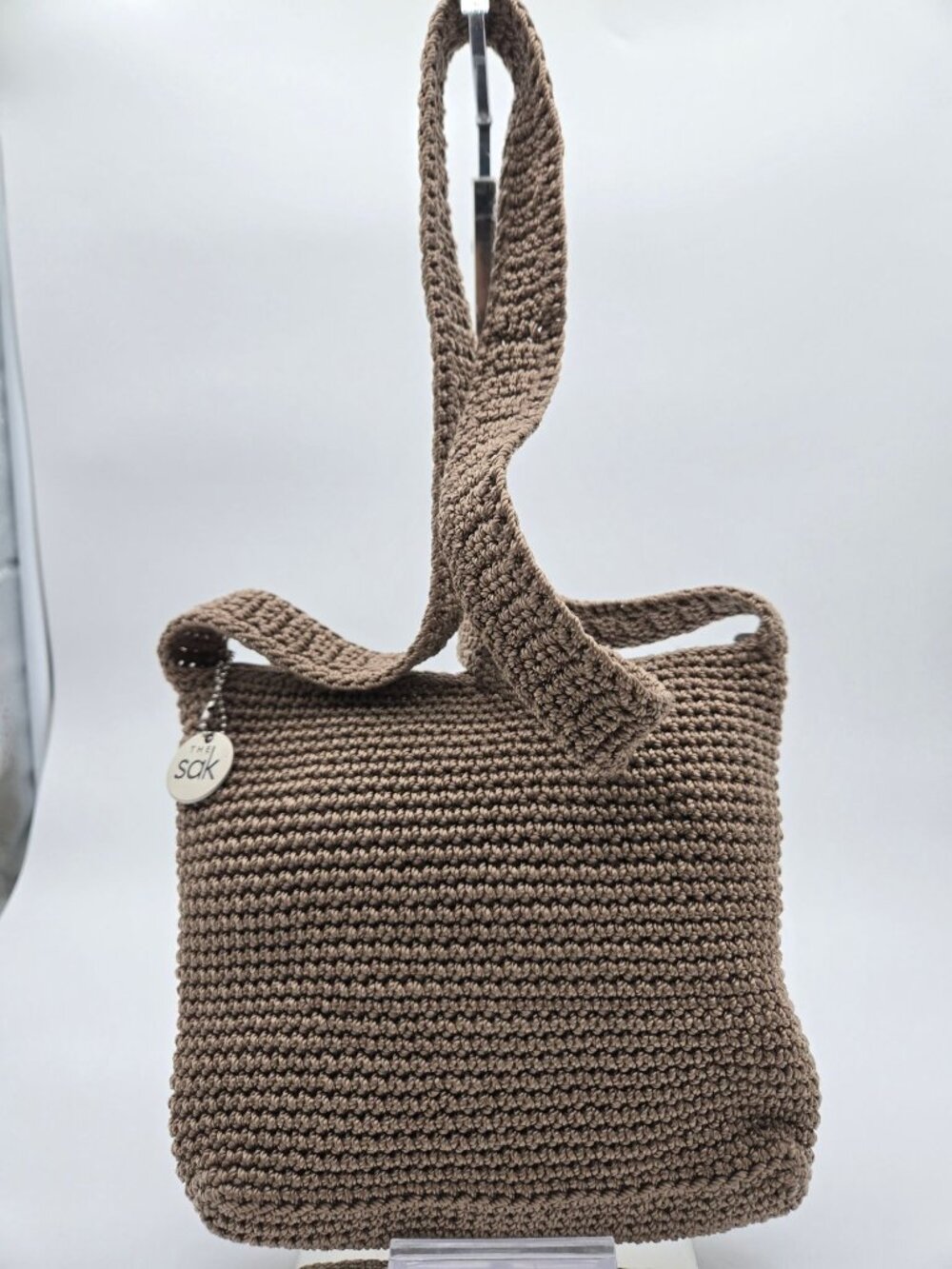 The Sak Small Woven Shoulder Bag Tan Beige Like New